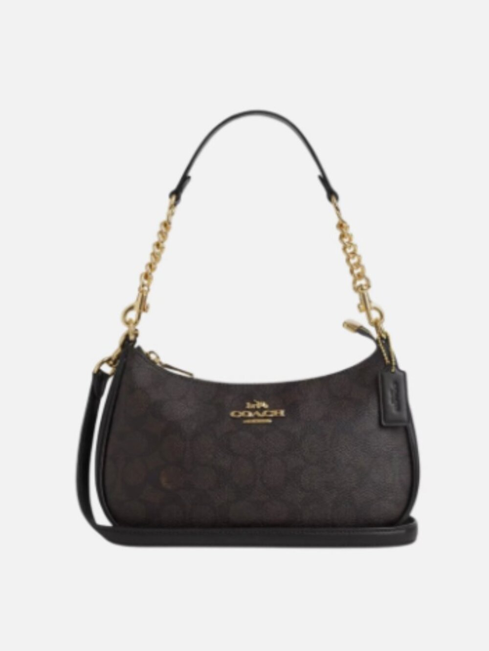 COACH Women’s Teri Shoulder Bag In Signature Canvas Gold/Brown Black
